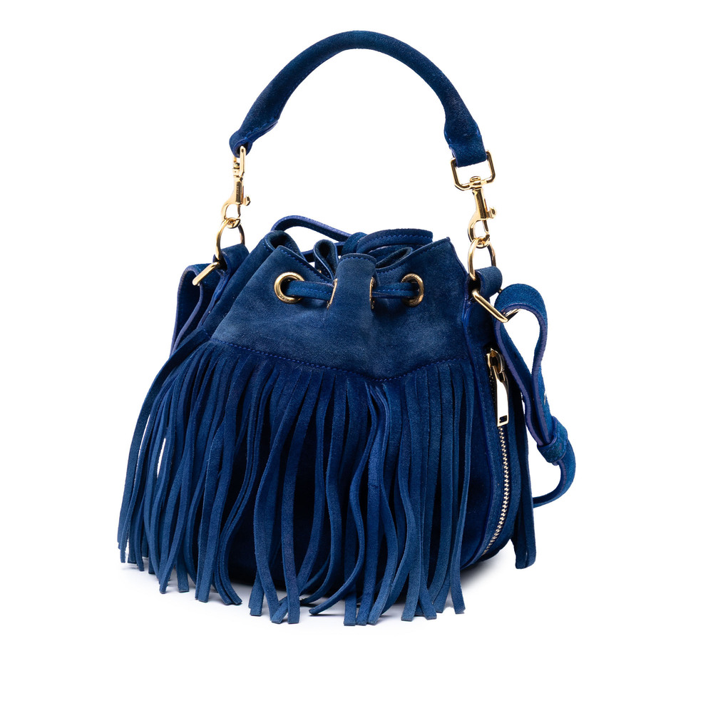 Pre-Loved Saint Laurent Small Suede Emmanuelle Fringe Bucket Bag - Picture 2 of 5